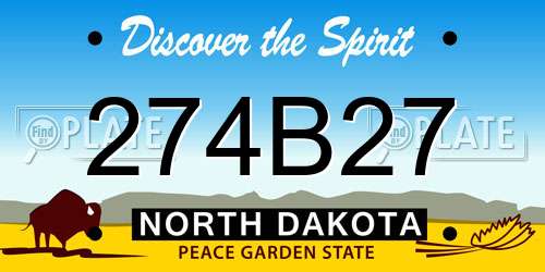 274B27 North Dakota License Plate