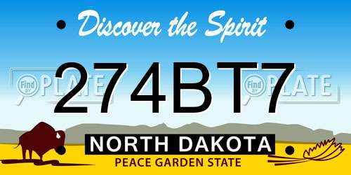 274BT7 North Dakota License Plate