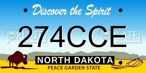 274CCE North Dakota License Plate