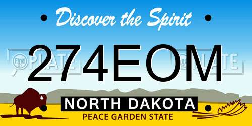 274EOM North Dakota License Plate