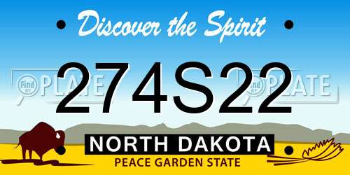 274S22 North Dakota License Plate