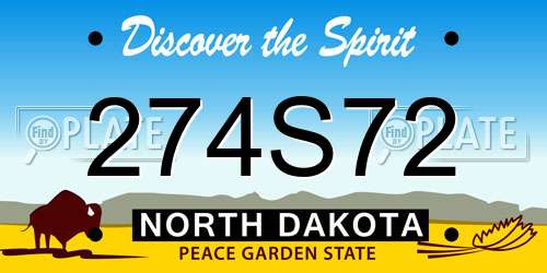 274S72 North Dakota License Plate