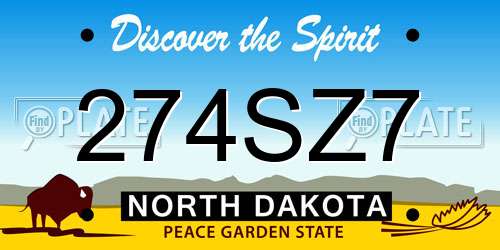 274SZ7 North Dakota License Plate
