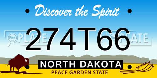 274T66 North Dakota License Plate