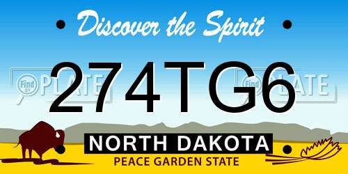 274TG6 North Dakota License Plate