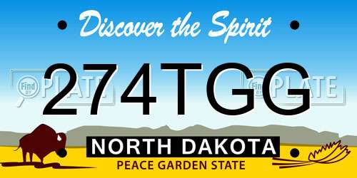274TGG North Dakota License Plate