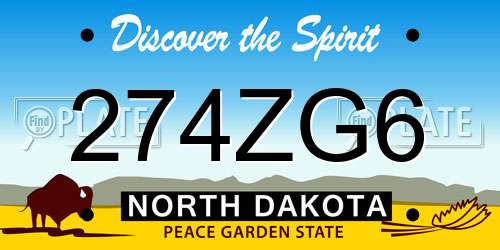 274ZG6 North Dakota License Plate