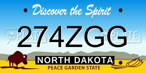 274ZGG North Dakota License Plate