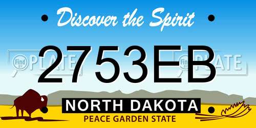 2753EB North Dakota License Plate