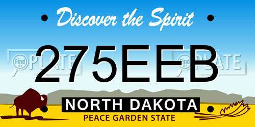 275EEB North Dakota License Plate