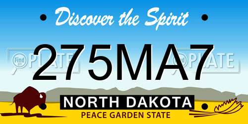 275MA7 North Dakota License Plate