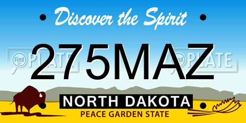 275MAZ North Dakota License Plate