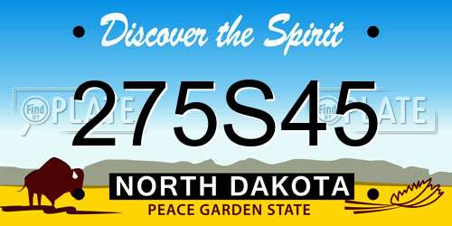275S45 North Dakota License Plate