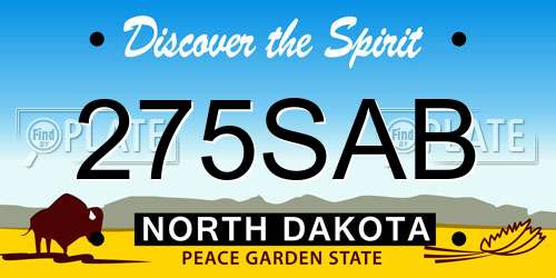 275SAB North Dakota License Plate
