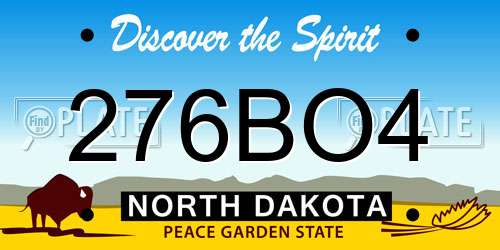 276BO4 North Dakota License Plate