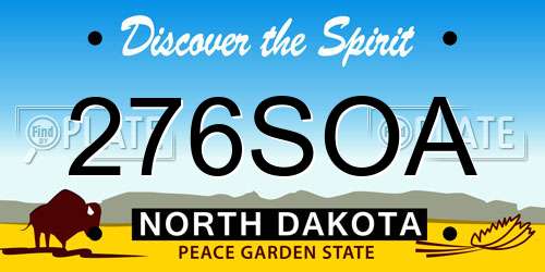 276SOA North Dakota License Plate