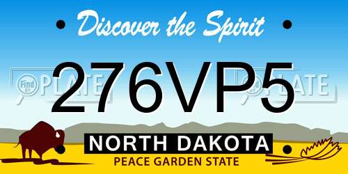 276VP5 North Dakota License Plate