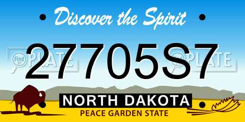 27705S7 North Dakota License Plate