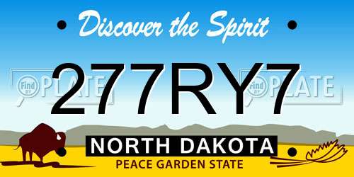 277RY7 North Dakota License Plate