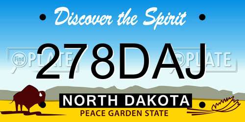 278DAJ North Dakota License Plate
