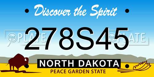 278S45 North Dakota License Plate