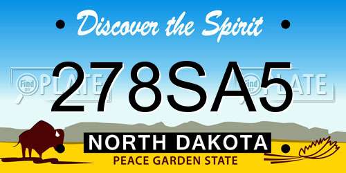 278SA5 North Dakota License Plate