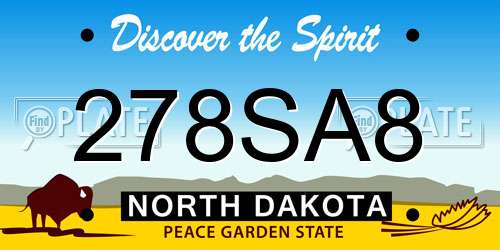 278SA8 North Dakota License Plate