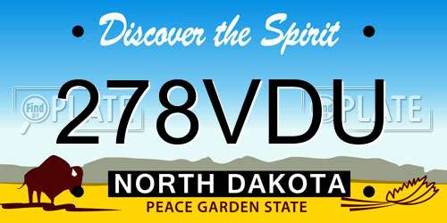 278VDU North Dakota License Plate