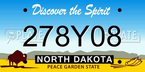 278Y08 North Dakota License Plate