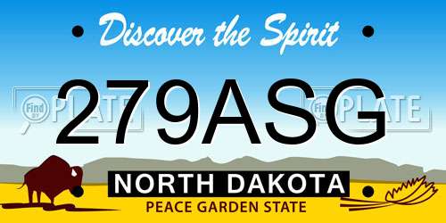 279ASG North Dakota License Plate