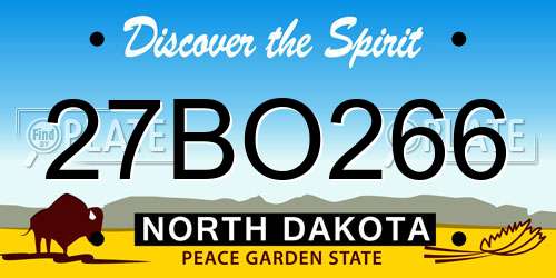 27BO266 North Dakota License Plate