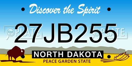 27JB255 North Dakota License Plate