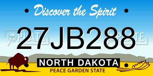 27JB288 North Dakota License Plate