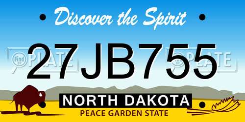 27JB755 North Dakota License Plate