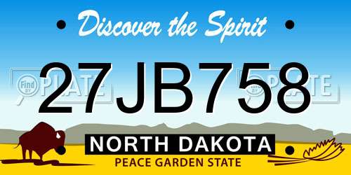 27JB758 North Dakota License Plate