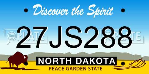 27JS288 North Dakota License Plate