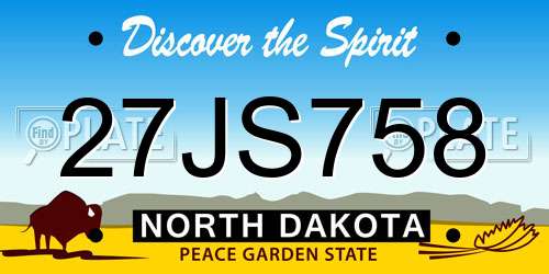 27JS758 North Dakota License Plate