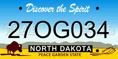27OG034 North Dakota License Plate
