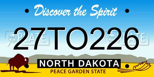 27TO226 North Dakota License Plate