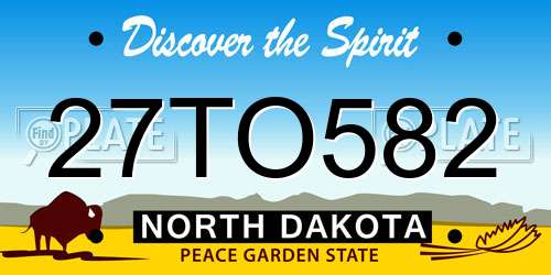 27TO582 North Dakota License Plate