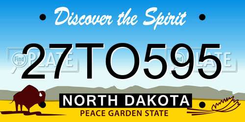 27TO595 North Dakota License Plate