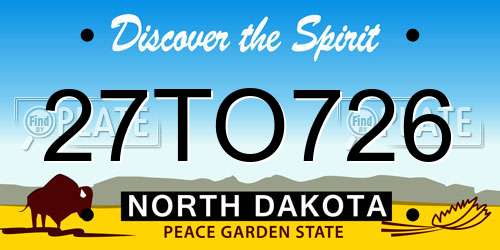 27TO726 North Dakota License Plate