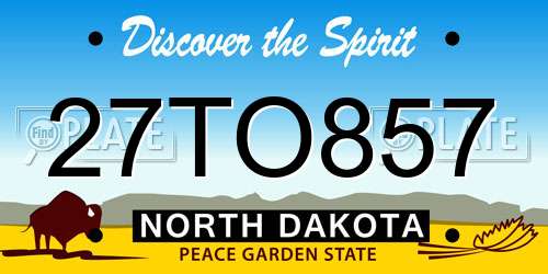 27TO857 North Dakota License Plate
