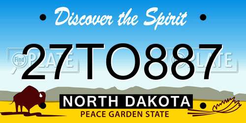 27TO887 North Dakota License Plate