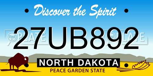 27UB892 North Dakota License Plate