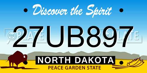27UB897 North Dakota License Plate