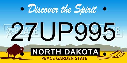27UP995 North Dakota License Plate