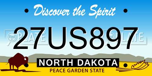 27US897 North Dakota License Plate
