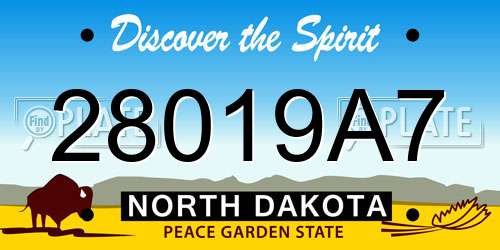 28019A7 North Dakota License Plate