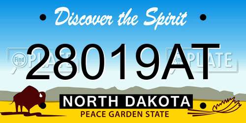 28019AT North Dakota License Plate